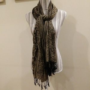 Black and Gold Leopard Print Scarf
